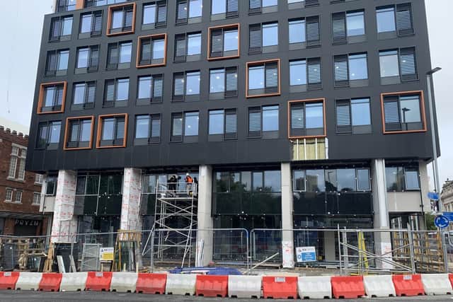 Student halls Stanhope House still under construction on September 25. The 256-bed halls were due to open for students at the University of Portsmouth but developer Crosslane Student Developments has not completed the project. Many students have been living in hotels. Picture: Ben Fishwick