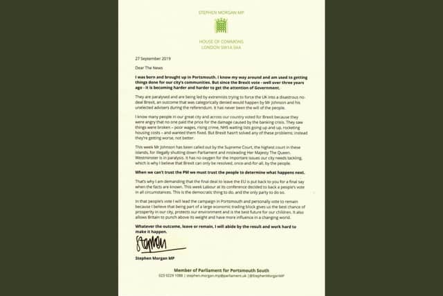 Mr Morgan's letter, which was posted to Twitter today. Picture: @StephenMorganMP on Twitter