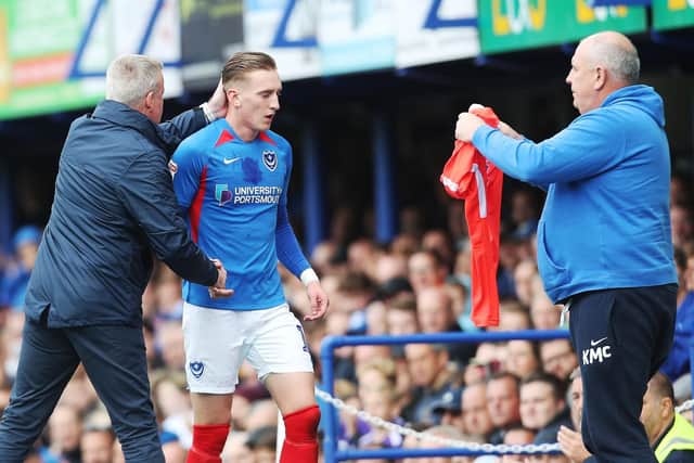 Ronan Curtis is replaced in Pompey's win over Bolton. Picture: Joe Pepler
