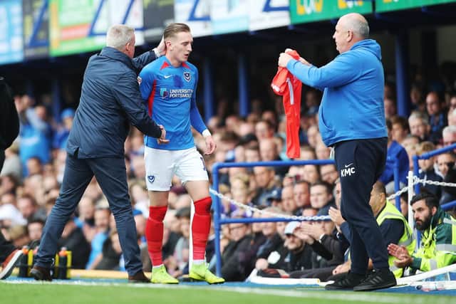 Kenny Jackett acknowledges a gutted Ronan Curtis following his substitution against Bolton on Saturday. Picture: Joe Pepler