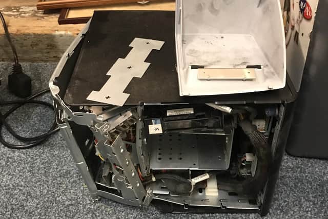 Thieves were caught ransacking the Groundlings Theatre in Kent Street, Portsea, Portsmouth, on the morning of September 29. Picture shows how five computers and the theatre's server were destroyed.

Picture: Richard Stride