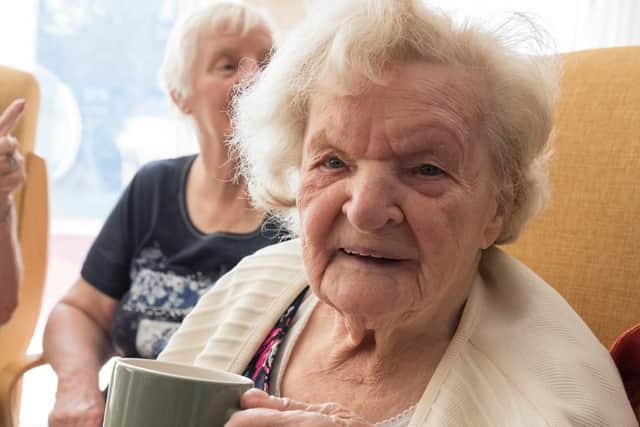 Doreen Thomas celebrates her 100th birthday. Picture: Duncan Shepherd