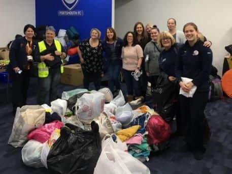 Sammy Barcroft, third fro left, at one of the Rucksack Project's donation collection days.