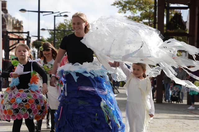 Children from Growing Places nursery schools showed off outfits made of plastic waste at a Rubbish Fashion Show in Fareham and Waterlooville to encourage recycling