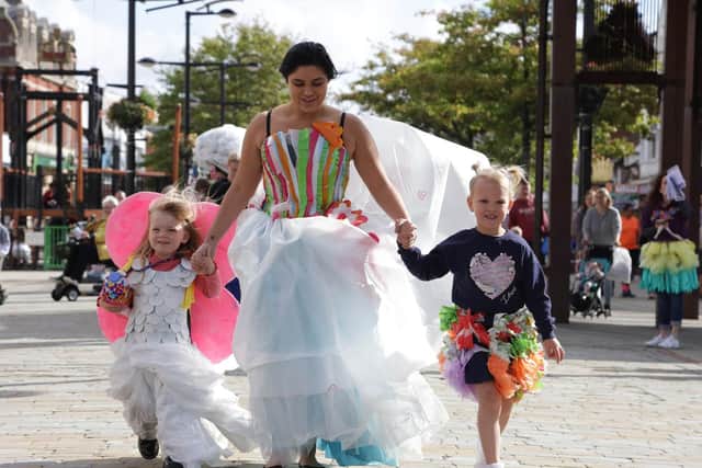 Children from Growing Places nursery schools showed off outfits made of plastic waste at a Rubbish Fashion Show in Fareham and Waterlooville to encourage recycling