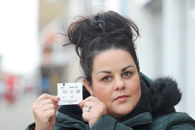 Michelle had paid and displayed a ticket to use the car park at Gosport War Memorial Hospital, but only realised the ticket had blown off the dashboard into the footwell on her return.
