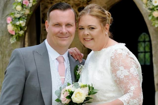 The happy couple on their wedding day. Picture: Mark Robbins Photography