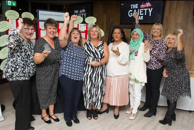 Teach Portsmouth Awards at the Gaiety bar, Southsea. Pictured : Ark Aryton Primary Academy  with their award for 20 years of service. Picture : Habibur Rahman
