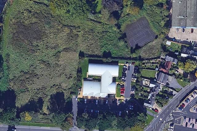 An aerial view of Bosmere Medical Centre in Solent Road, centre, with land that could be used for the new development, including Portsmouth Water's new headquarters, to its north and west. Picture: Google Street View
