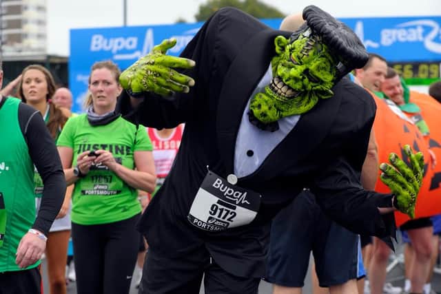 James Hobbs dressed as Frankenstein's monster. Great South Run 2011. Picture: Allan Hutchings (113860-693)