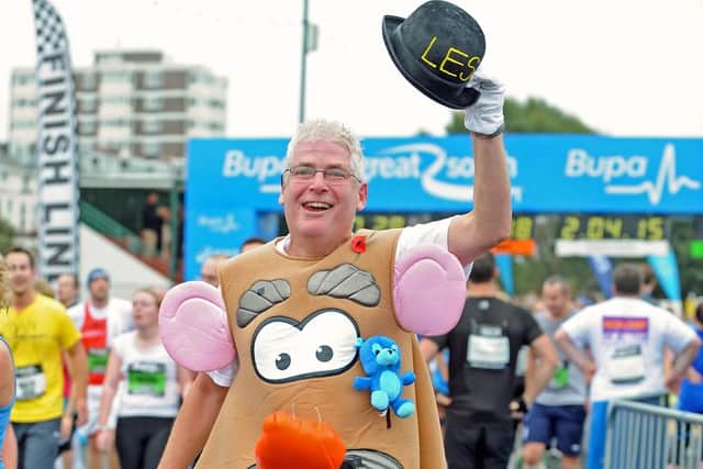 Les Oakley dressed up as Mt Potato Head for the Great South Run 2011. Picture: Sarah Standing (113862-1015)