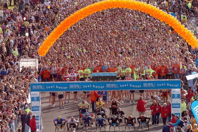 The start of the wheelchair event in 2005. Entrants taking part in the BUPA Great South Run at Southsea, pictured at the start near the Blue Reef aquarium in Clarence Esplanade, Southsea. Picture: Michael Scaddan (054668-0051)