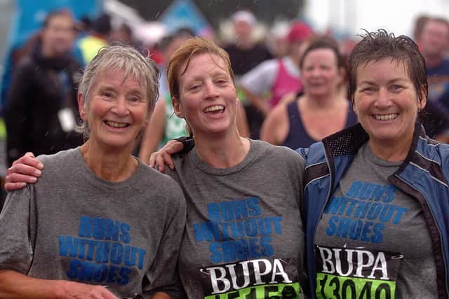 Picture shows (team baby mikey) finishing the Great South Run 2007. Picture Allan Hutchings:(074359-1370)
