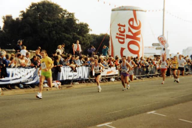 Gerard Beauvosion (centre in white) running the 1992 Great South Run.Picture: Contributed image.