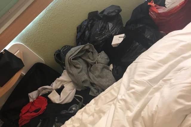 Hotel room where Destiny Karakus is living. Picture: Destiny Karakus