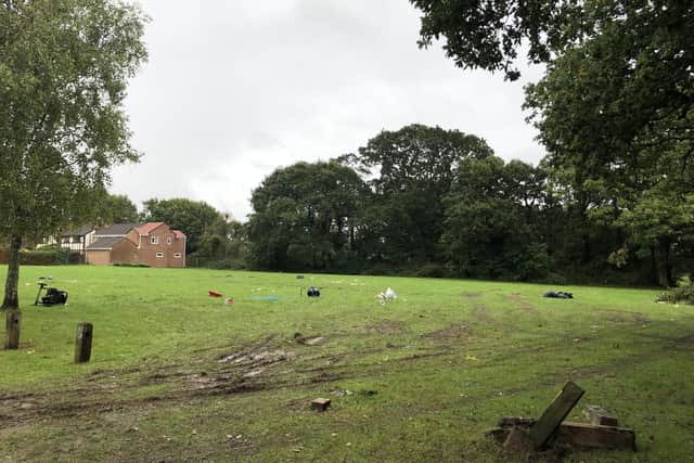 The scene at Westbrook Green, Grassmere Way, Cowplain, after travellers left the site on Sunday, October 13. They arrived on Friday, October 11.