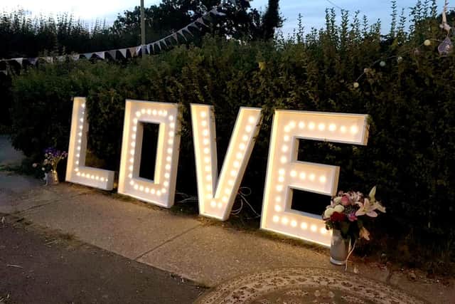 Decorations at the Astins' wedding.