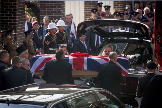 15/10/19
Pictured: Reg Tegg's body is carried into the crematorium.
Picture: Habibur Rahman