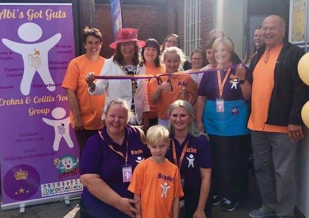 Abi's Got Guts, a youth support group for children with Crohn's and colitis, was launched by mayor of Gosport Kathleen Jones and 12-year-old organiser Abi Webber saw around 30 supporters turn out