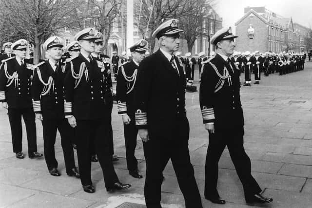 The admirals attending the funeral of Admiral Sir Bruce Fraser. Picture: Mike Smith collection/The News archive