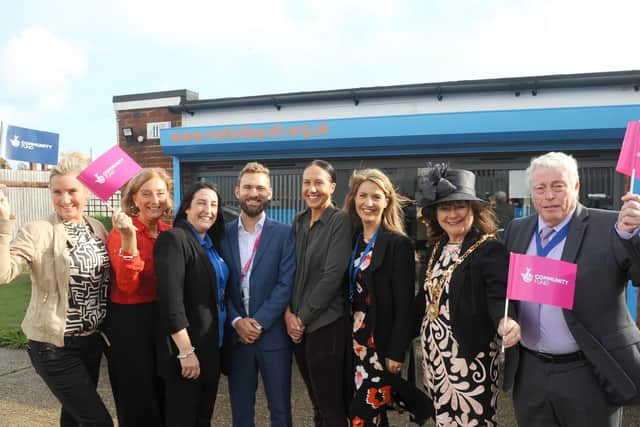 Motiv8 in Gosport have received a grant over five years of 495,944 from the National Lottery Community Fund.
Pictured is: (l-r) Gosport MP Caroline Dinenage, Valerie Hopkins, chair of trustees for Motiv8, Kirsty Robertson, service manager for Gosport and Fareham, Matt York, senior grant making manager, Sasha-Rose Smith, head of funding, Clare Ansell, CEO of Motiv8, The Mayor of Gosport Kathleen Jones and The Mayor of Gosport's consort Kevin Jones.
Picture: Sarah Standing (181019-9626)