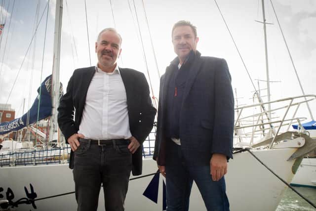 Simon Le Bon, right, and chief executive Officer of the Tall Ships Youth Trust, Richard Leaman.
Picture: Habibur Rahman