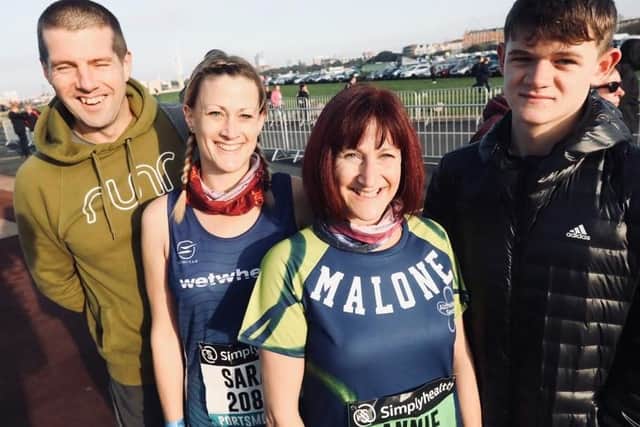 L-r, Nick MacBeath, Sarah Moulding, Annie Malone and her son Connor Malone, 16, all local