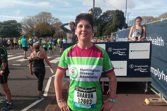 Sharon Howard, 50, did the Great South Run for the Huntington Disease Association. She has lost her mother, grandmother and uncle to the disease.