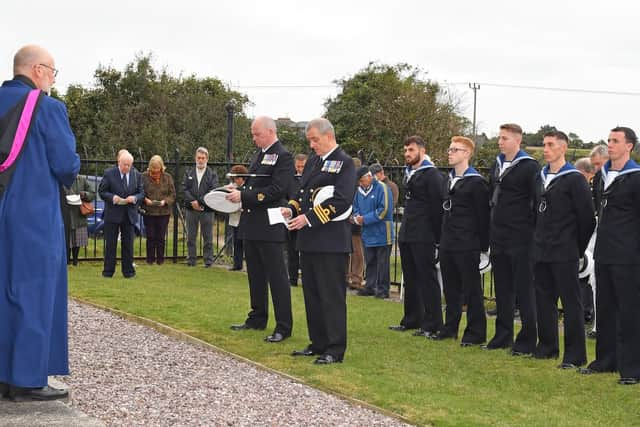 A Service organised by 'The Nelson Society' to commemorate Trafalgar Day at the Nelson Monument on Portsdown Hill w
Picture: Malcolm Wells (191021-8723)