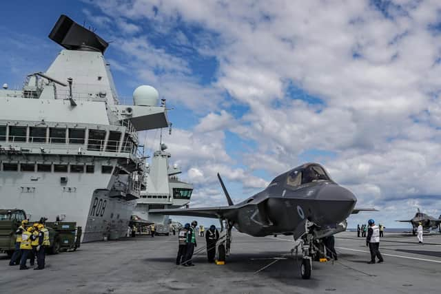 An F-35B on the deck of HMS Queen Elizabeth in Florida. Photo: LPhot Kyle Heller.