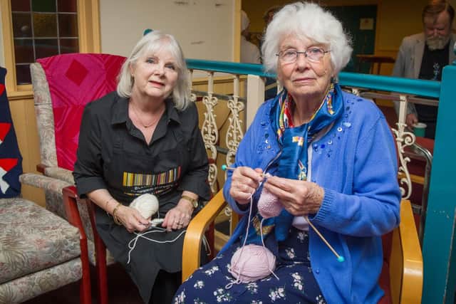Rose Coleman and Rosemary Stanford running knitting workshops.
Picture: Habibur Rahman