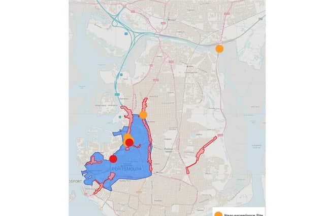 The area of Portsmouth that could be a chargeable clean air zone if agreed by government. Picture: Portsmouth City Council