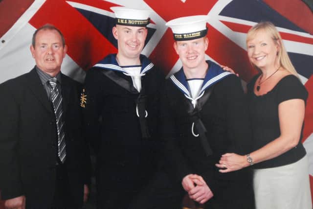 Barry at his passing out parade in 2008 with dad John, brother Graeme and mum Sandra.