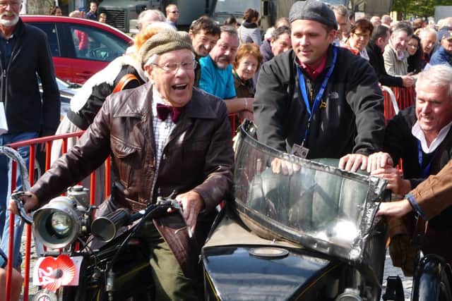 Len Perry on his Sunbeam motorcycle.
