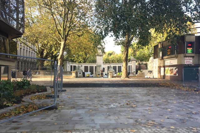 Phase one of the Guildhall Square war memorial renovations will be completed in time for Remembrance Day 2019. Picture: Fiona Callingham