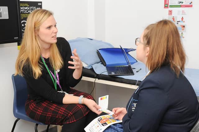 School attendance nurse, Kate Watts, with pupil, Ellie Cotton-Trevarth, 14.
Picture: Habibur Rahman