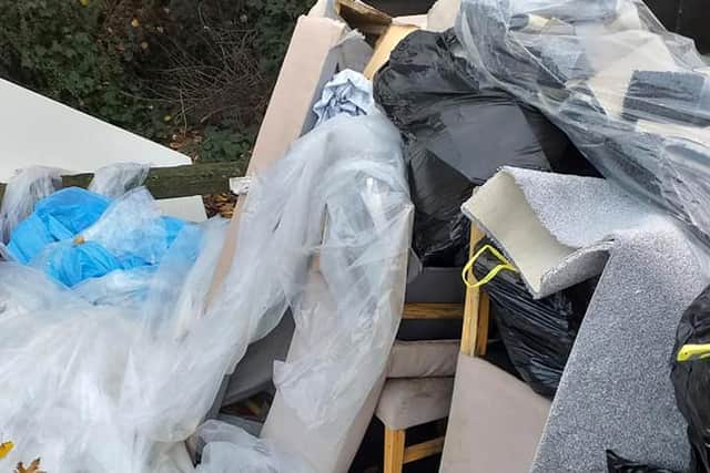 A large amount of fly-tipping found in the B&Q car park in Fratton. Picture: Sheila Lewis