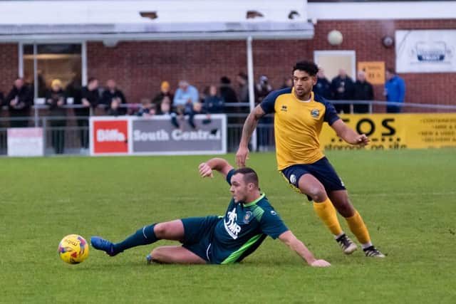 Theo Lewis in action for Gosport during their win against Melksham