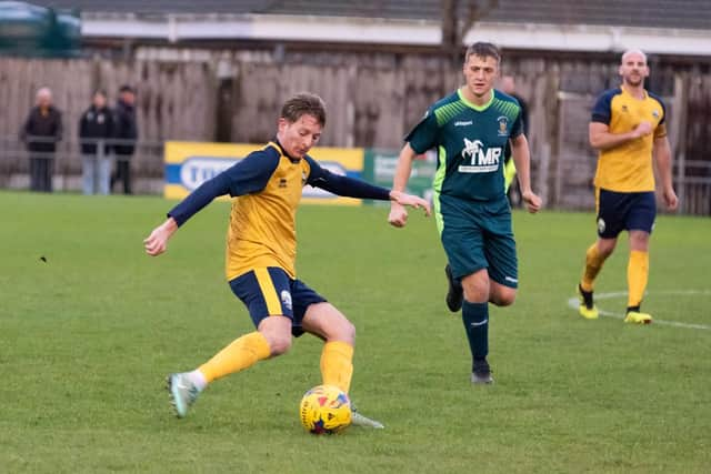 Marley Ridge on the ball for Gosport against Melksham