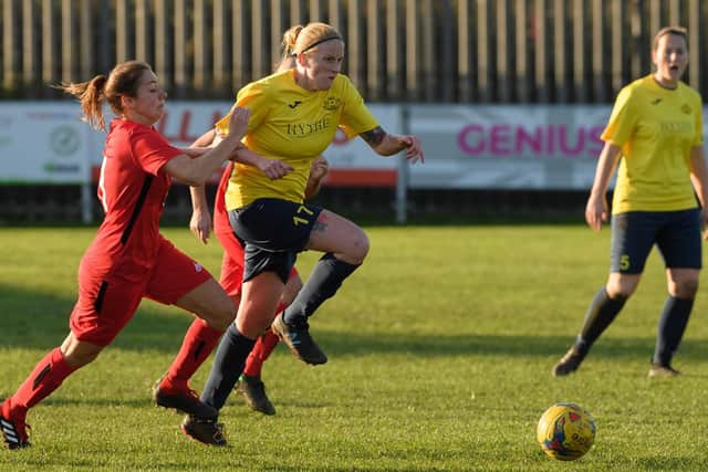 Katie Shorter in action during Moneyfields' 1-0 home win over Abingdon