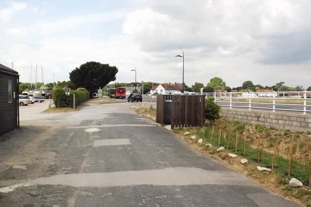 The same approach road today. It is now the road leading to Langstone Sailing Club.