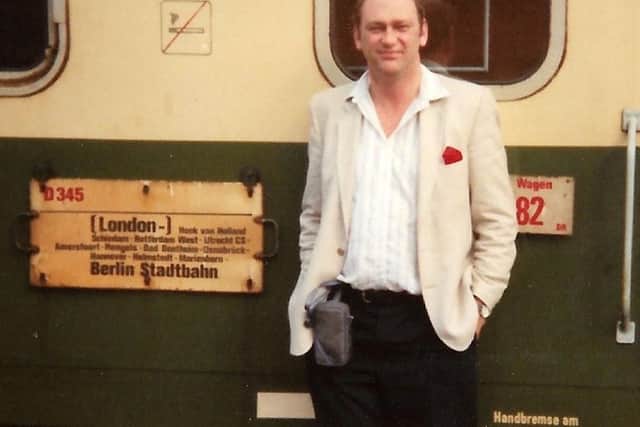 Bob Hind on the platform after arrival in Berlin