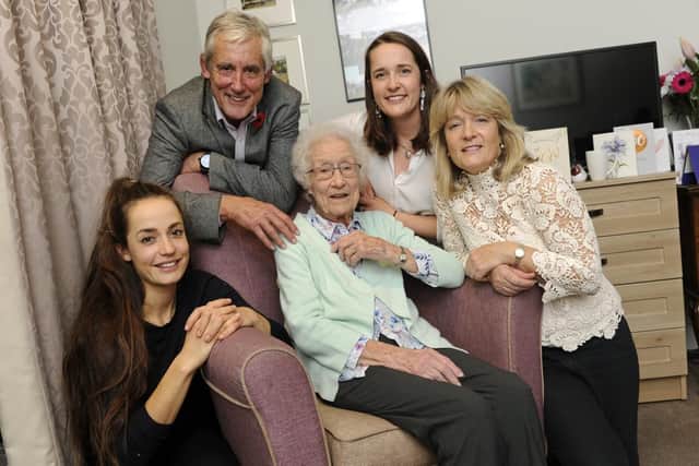Kath Hooper with her son Jeff and his wife Clare with their daughters (l to r), Rosie and Sarah. Picture: Ian Hargreaves  (031119-2)