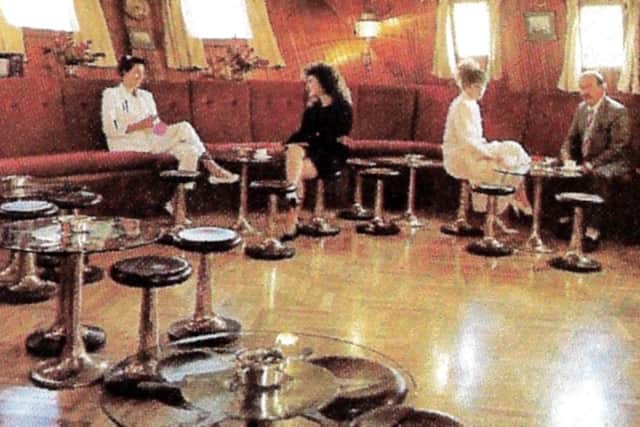 One of the lounges on board the Black Pearl moored in Malta.