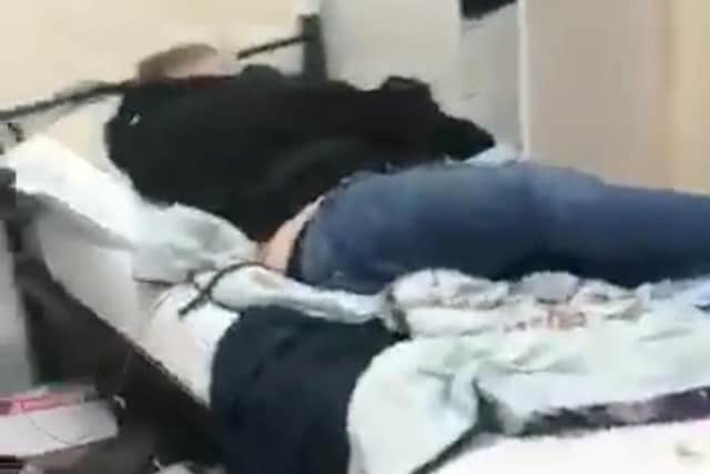 Snaps show sailors at HMS Sultan asleep in a room that has been ransacked following a booze-fuelled night. An investigation has since been launched. Photo: Fill Your Boots UK/Facebook