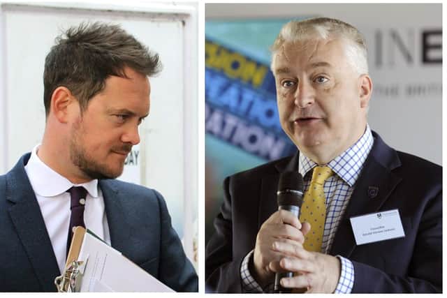 Labour leader Stephen Morgan with Liberal Democrat boss Gerald Vernon-Jackson