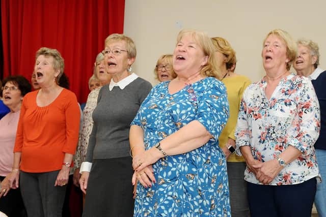 Choir members at rehearsals           Picture: Sarah Standing (180774-6514)