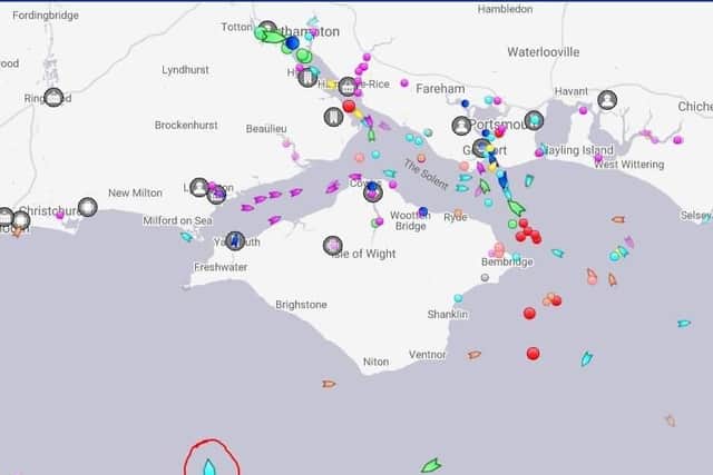 The ship is currently off the coast of Isle of Wight