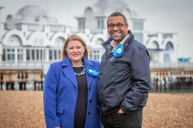 Conservative party chairman James Cleverly with see Councillor Donna Jones at South Parade pier.
Picture: Habibur Rahman