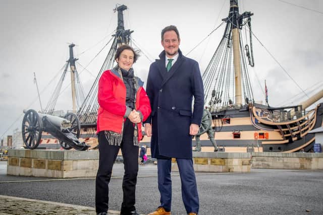 Labour shadow defence secretary Nia Griffith with city Labour leader Cllr Stephen Morgan at the Historic Dockyard, Portsmouth.
Picture: Habibur Rahman